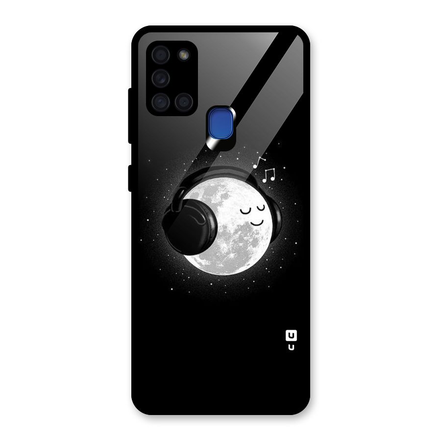Music World Enjoying Glass Back Case for Galaxy A21s