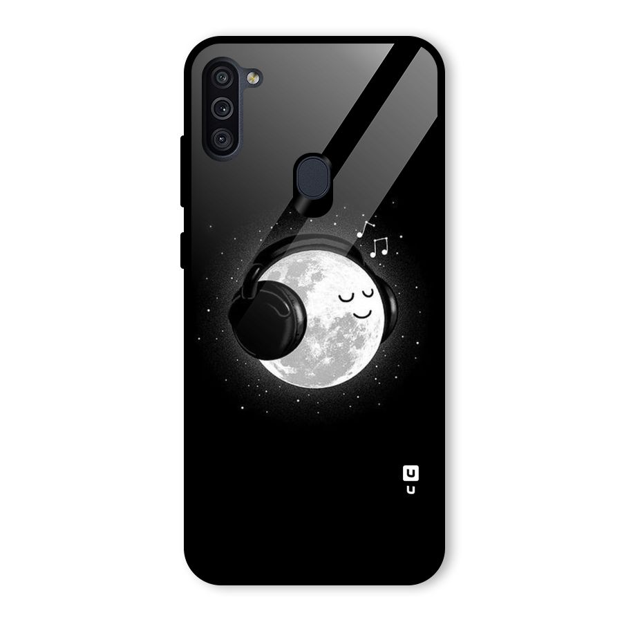 Music World Enjoying Glass Back Case for Galaxy M11
