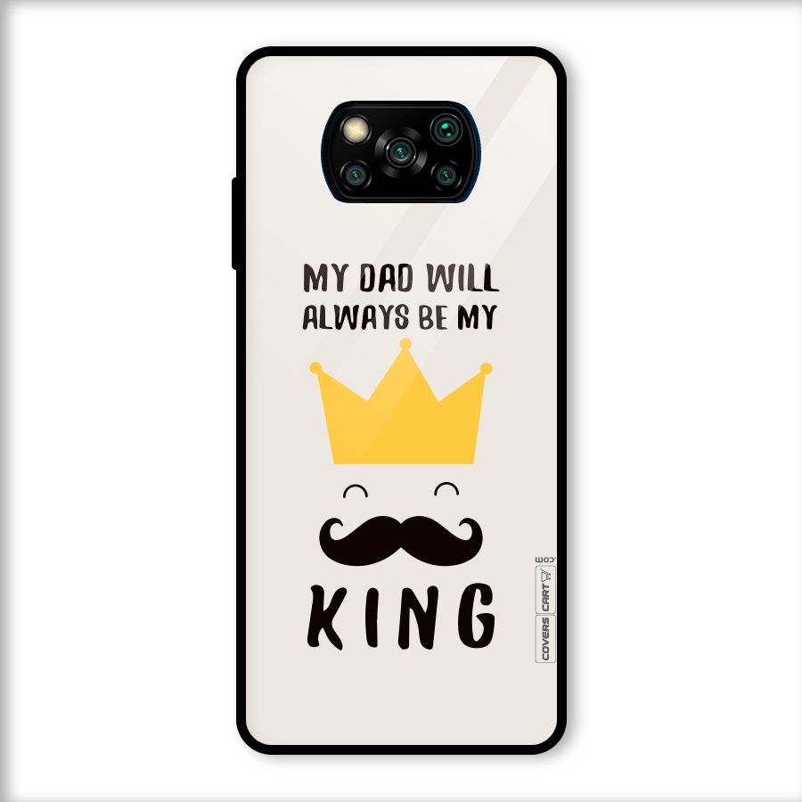 My King Dad Glass Back Case for Poco X3