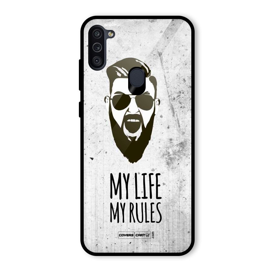 My Life My Rules Glass Back Case for Galaxy M11