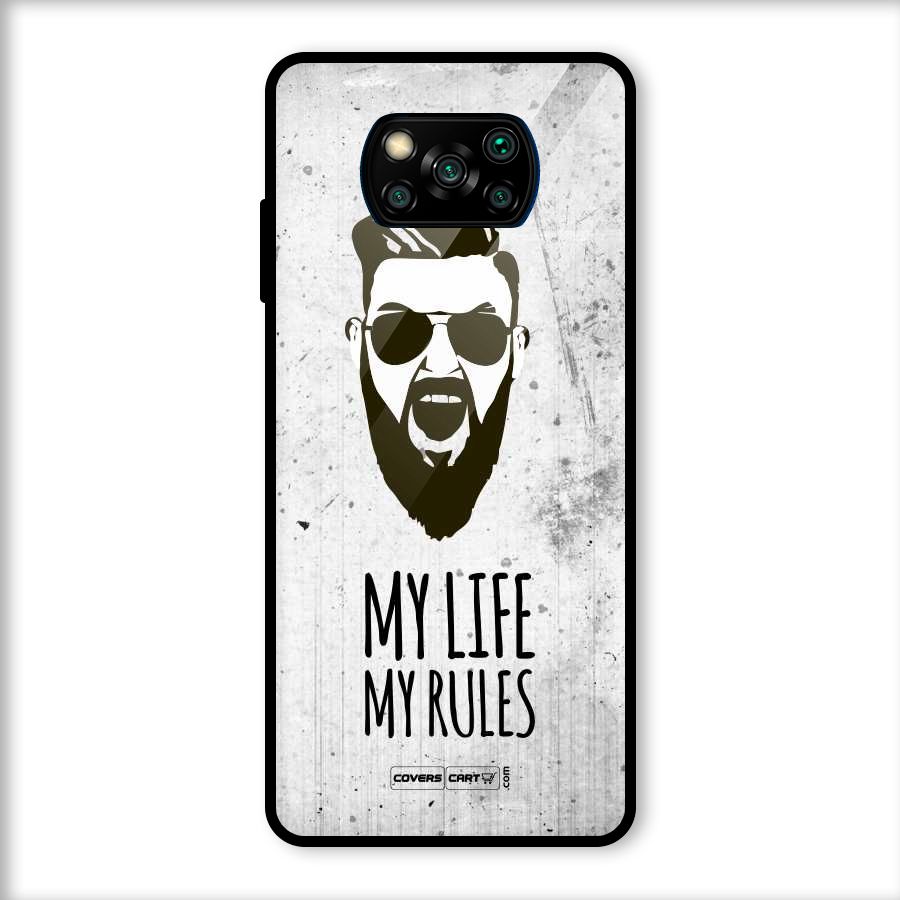 My Life My Rules Glass Back Case for Poco X3