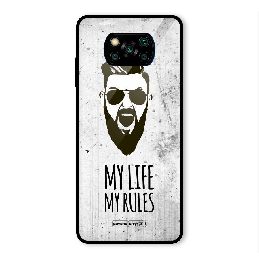 My Life My Rules Glass Back Case for Poco X3 Pro