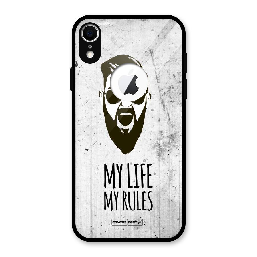 My Life My Rules Glass Back Case for iPhone XR Logo Cut