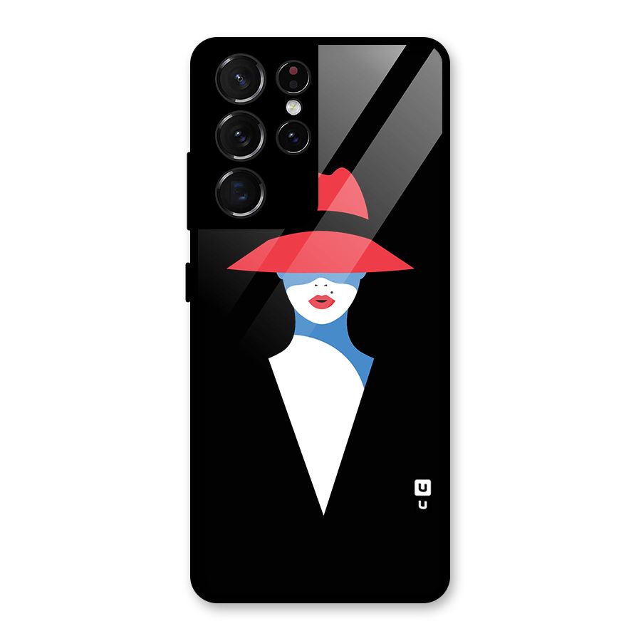 Mysterious Woman Illustration Glass Back Case for Galaxy S21 Ultra 5G