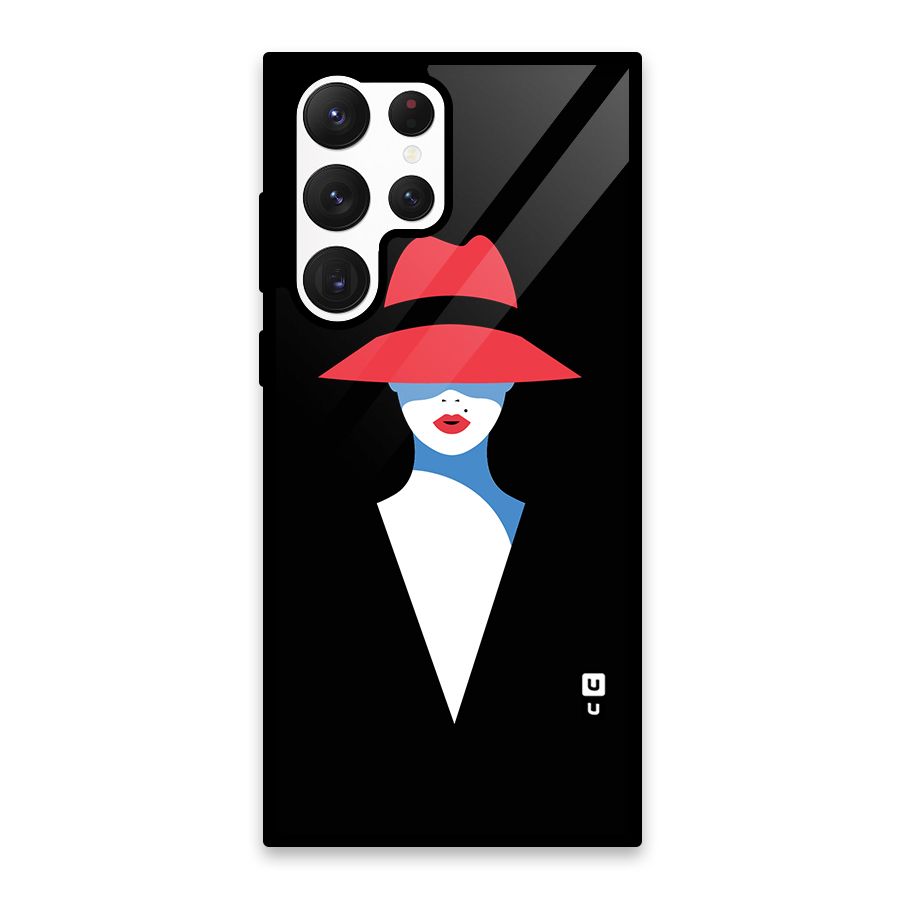 Mysterious Woman Illustration Glass Back Case for Galaxy S22 Ultra 5G