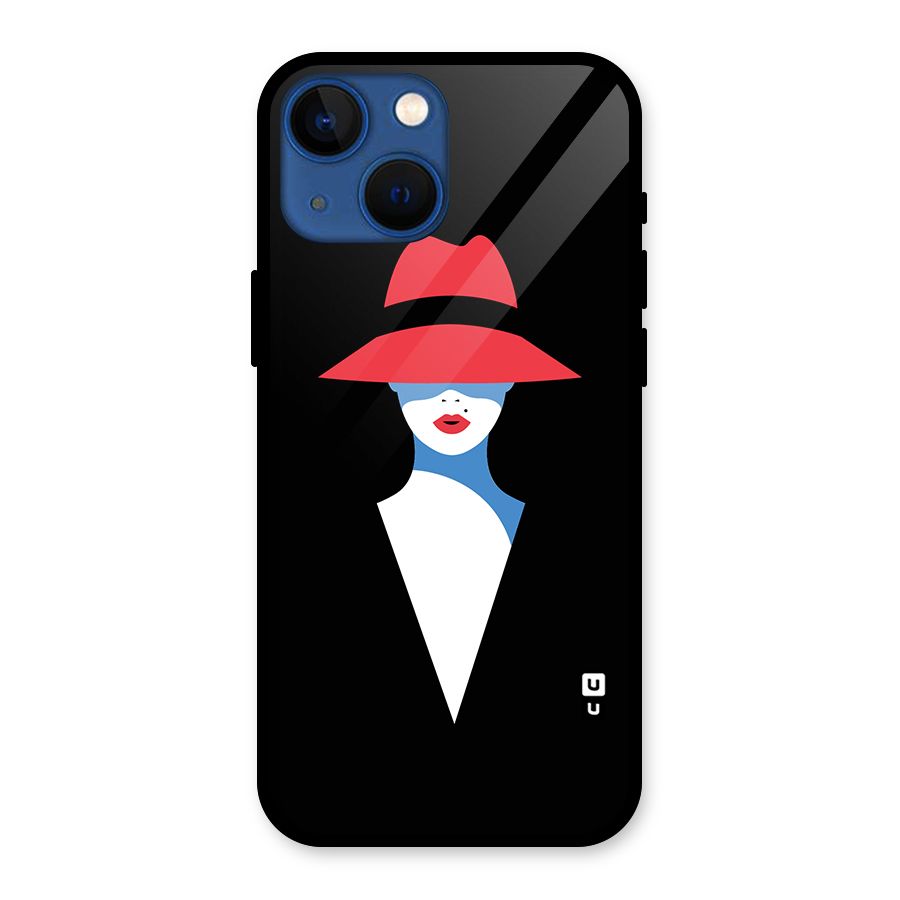 Mysterious Woman Illustration Glass Back Case for iPhone 13 Mini
