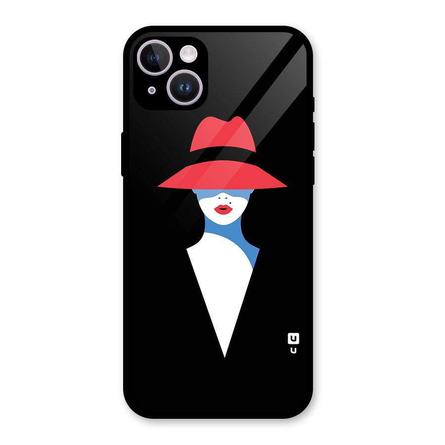 Mysterious Woman Illustration Glass Back Case for iPhone 14 Plus