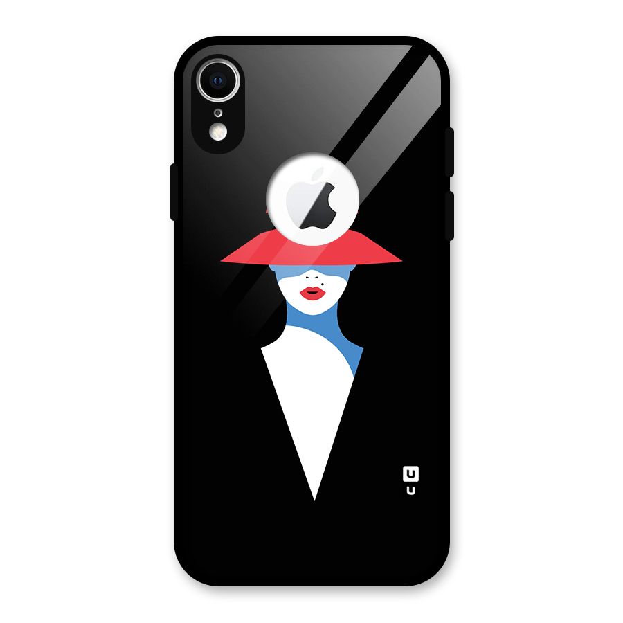 Mysterious Woman Illustration Glass Back Case for iPhone XR Logo Cut