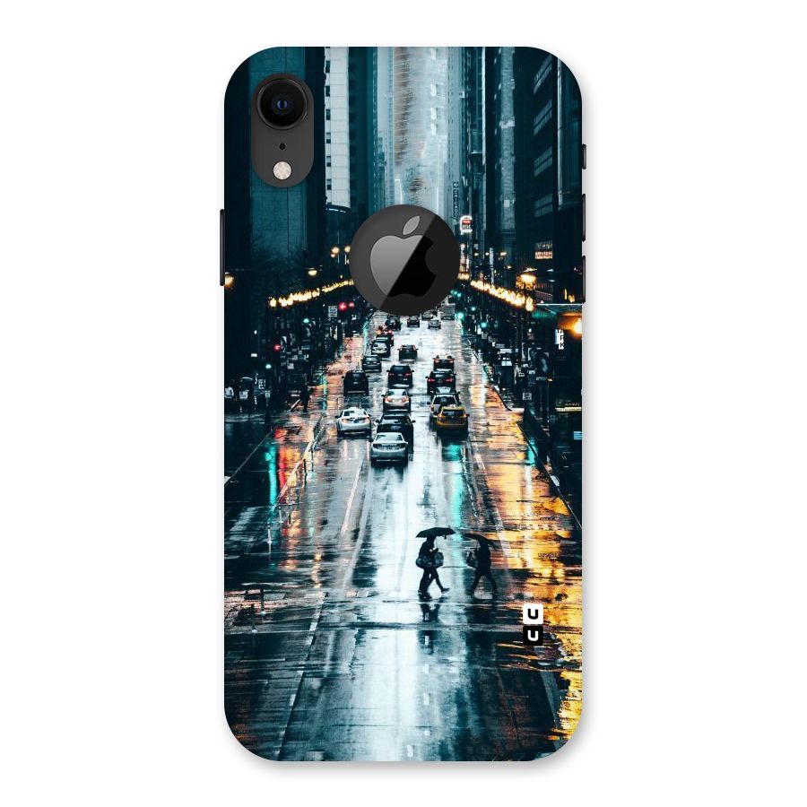 NY Streets Rainy Back Case for iPhone XR Logo Cut