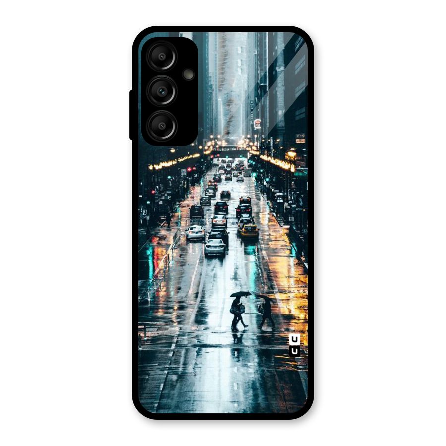 NY Streets Rainy Glass Back Case for Galaxy A14 5G