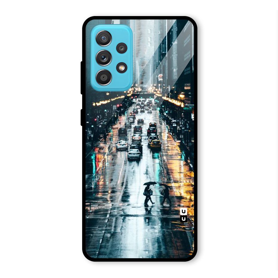 NY Streets Rainy Glass Back Case for Galaxy A52s 5G