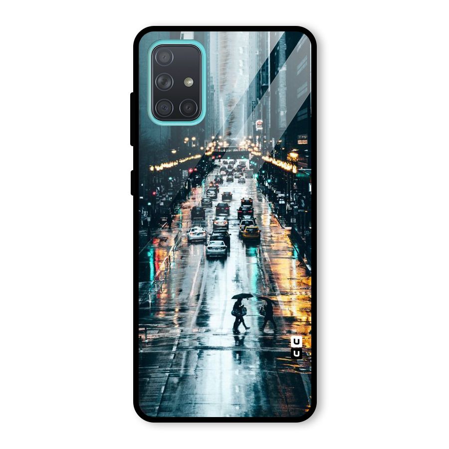 NY Streets Rainy Glass Back Case for Galaxy A71