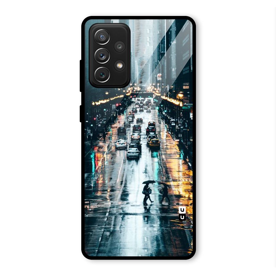 NY Streets Rainy Glass Back Case for Galaxy A72