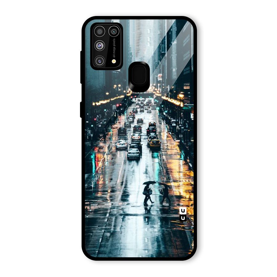 NY Streets Rainy Glass Back Case for Galaxy F41