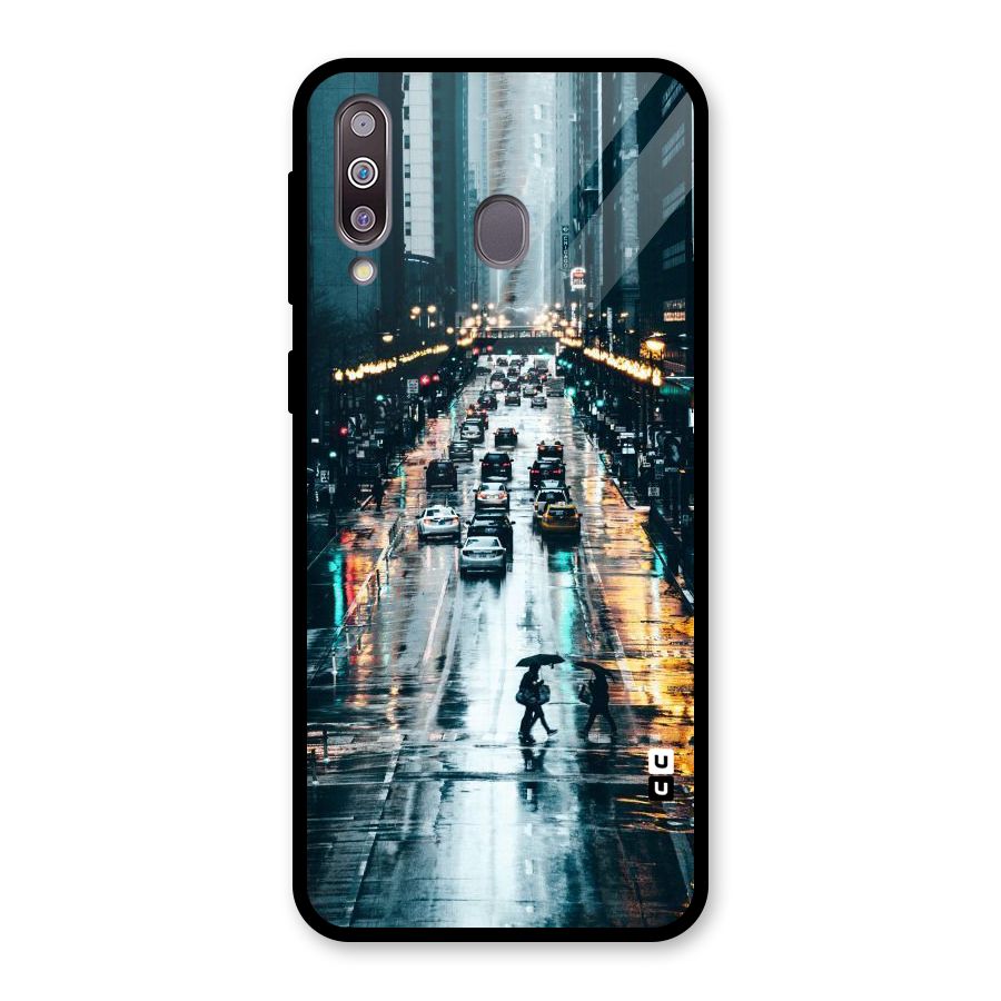 NY Streets Rainy Glass Back Case for Galaxy M30