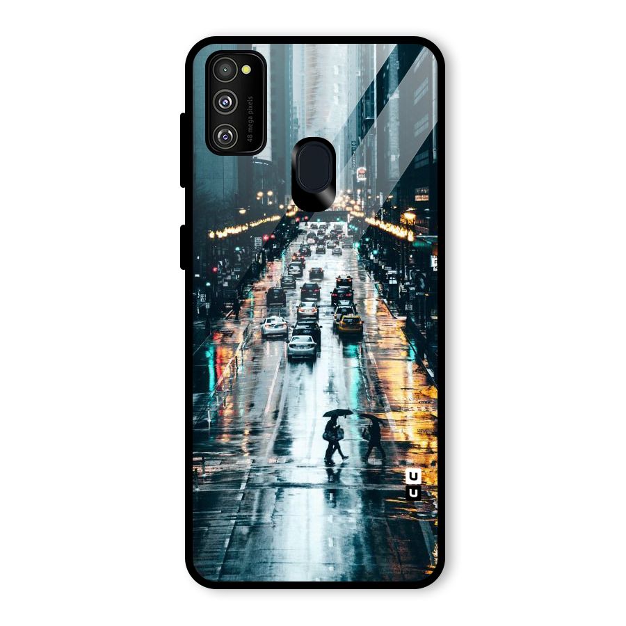 NY Streets Rainy Glass Back Case for Galaxy M30s