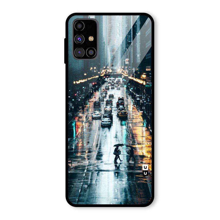 NY Streets Rainy Glass Back Case for Galaxy M31s