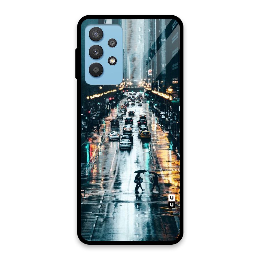 NY Streets Rainy Glass Back Case for Galaxy M32 5G