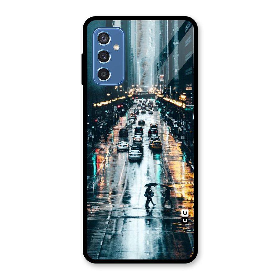 NY Streets Rainy Glass Back Case for Galaxy M52 5G