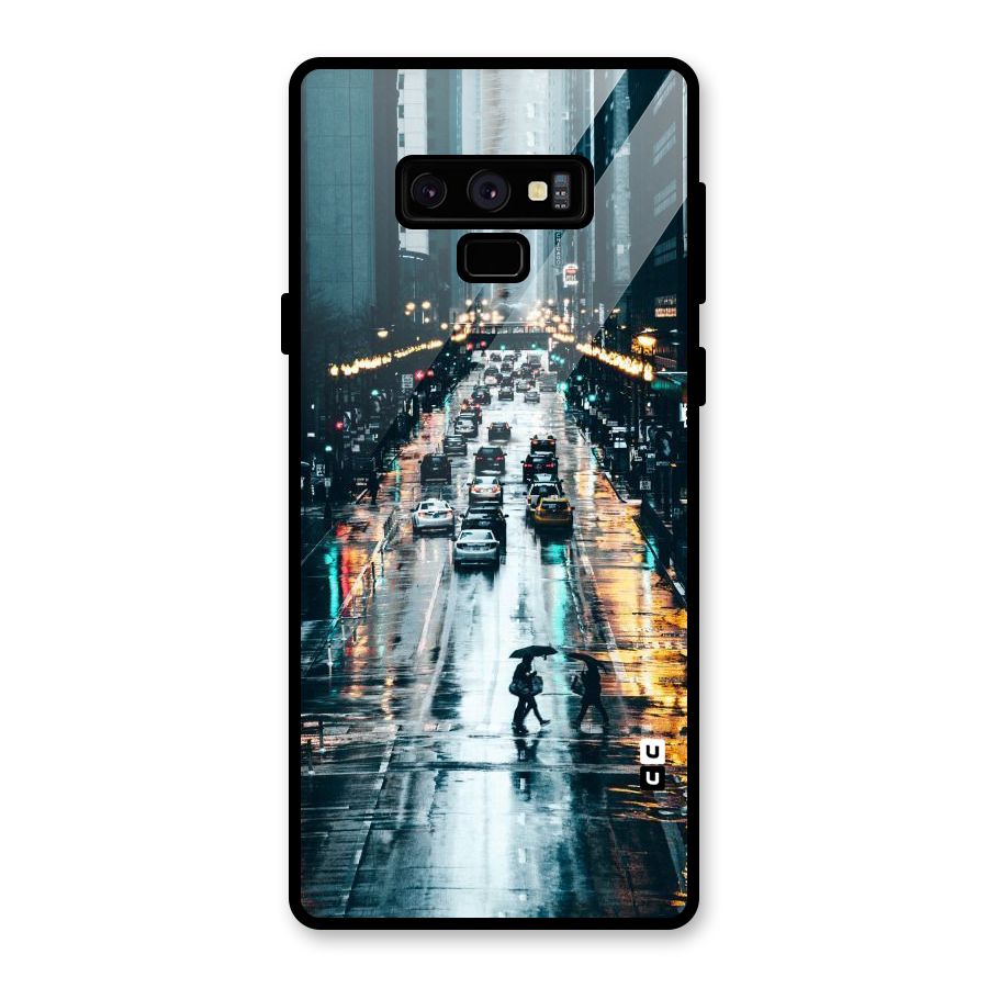NY Streets Rainy Glass Back Case for Galaxy Note 9