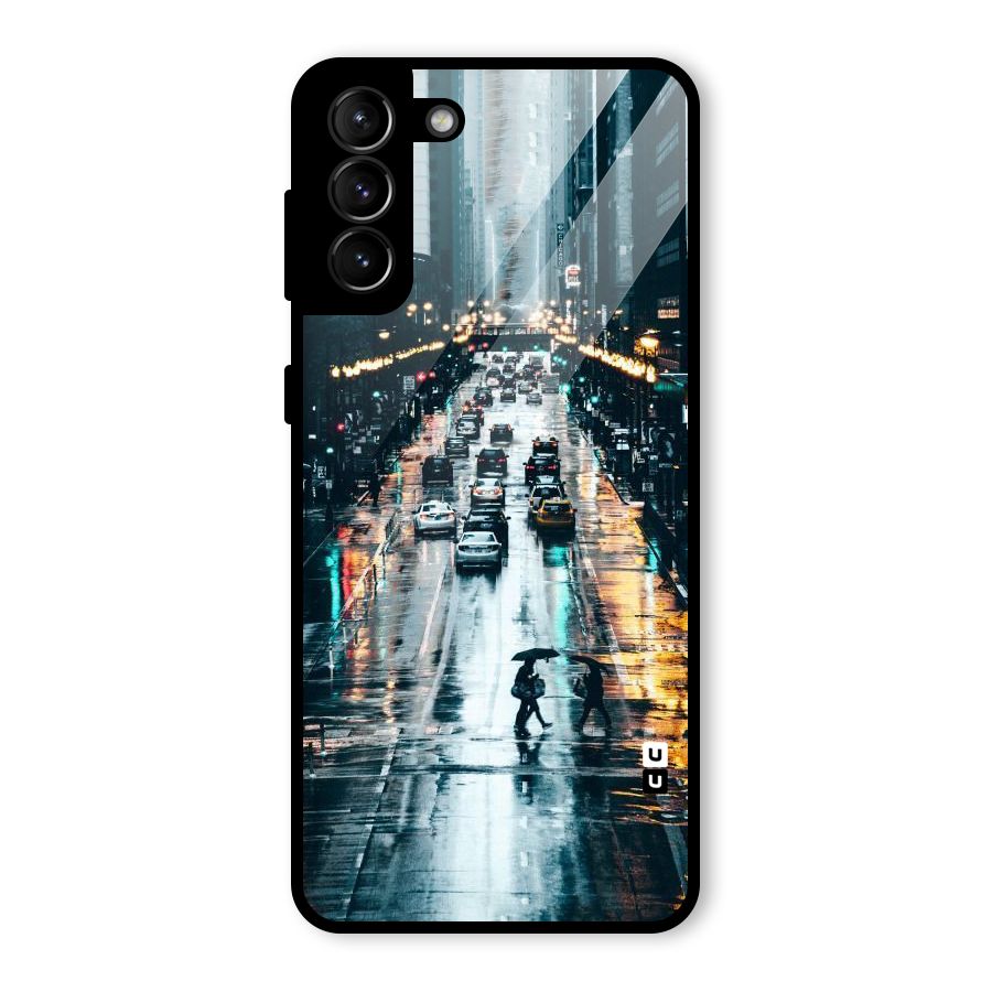NY Streets Rainy Glass Back Case for Galaxy S21 Plus