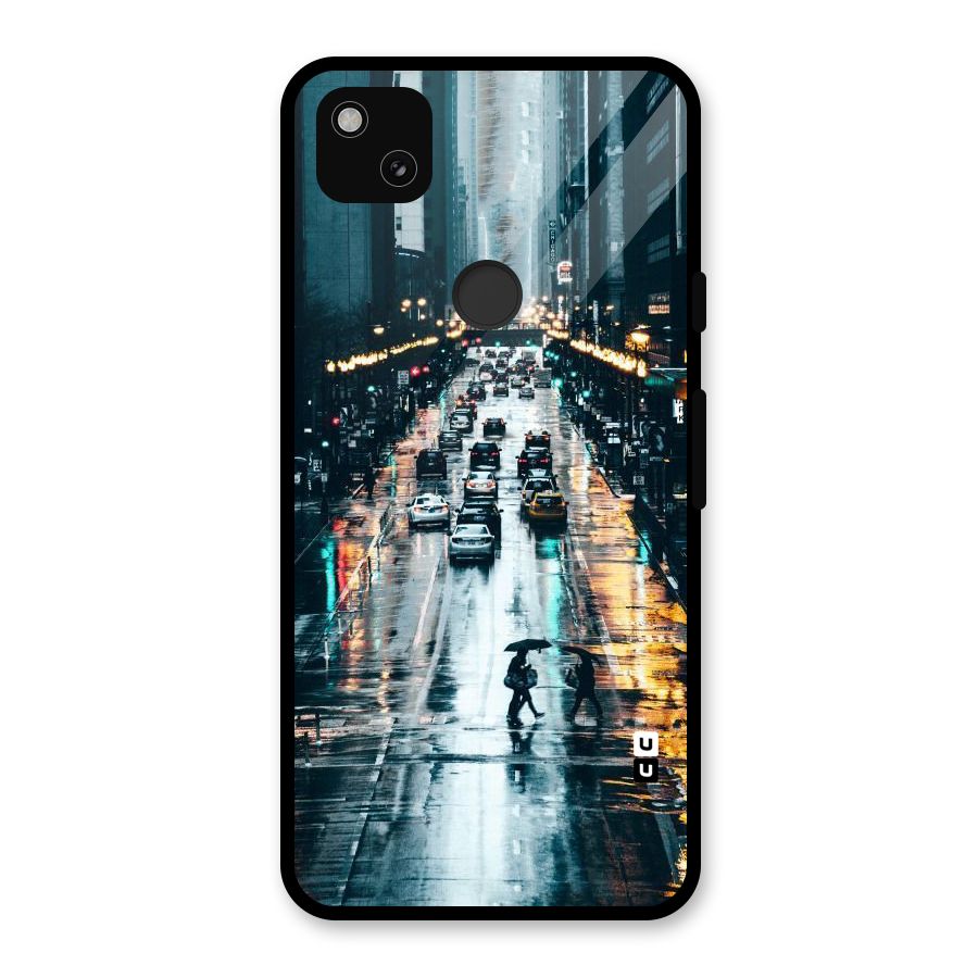 NY Streets Rainy Glass Back Case for Google Pixel 4a