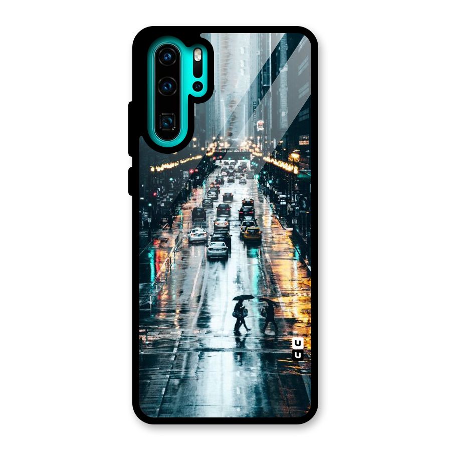 NY Streets Rainy Glass Back Case for Huawei P30 Pro