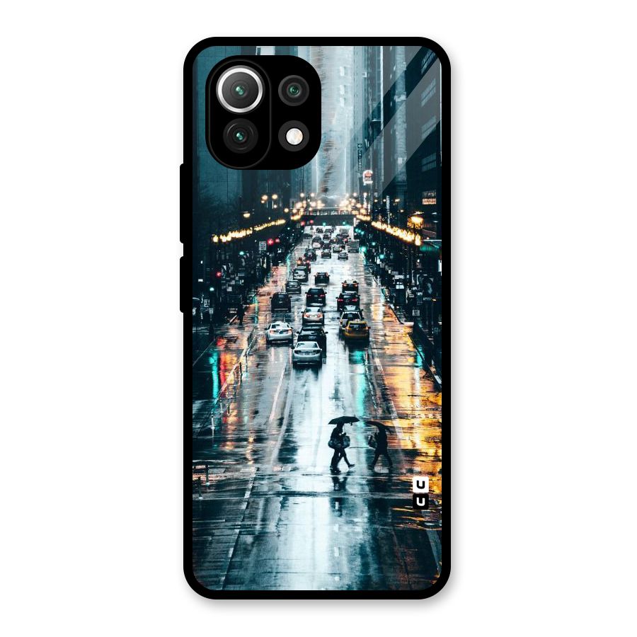 NY Streets Rainy Glass Back Case for Mi 11 Lite