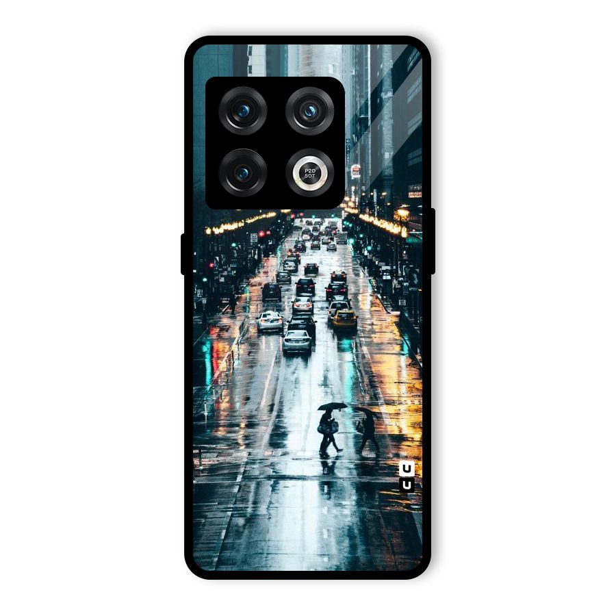 NY Streets Rainy Glass Back Case for OnePlus 10 Pro 5G