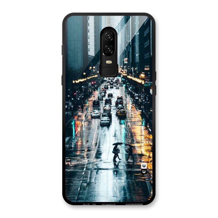 NY Streets Rainy Glass Back Case for OnePlus 6