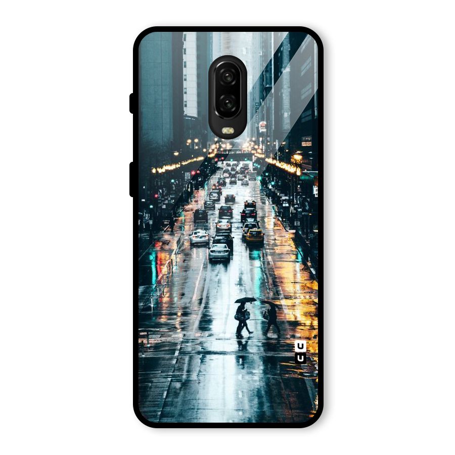 NY Streets Rainy Glass Back Case for OnePlus 6T