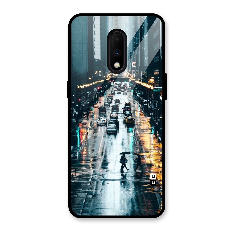 NY Streets Rainy Glass Back Case for OnePlus 7