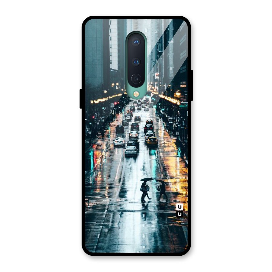 NY Streets Rainy Glass Back Case for OnePlus 8