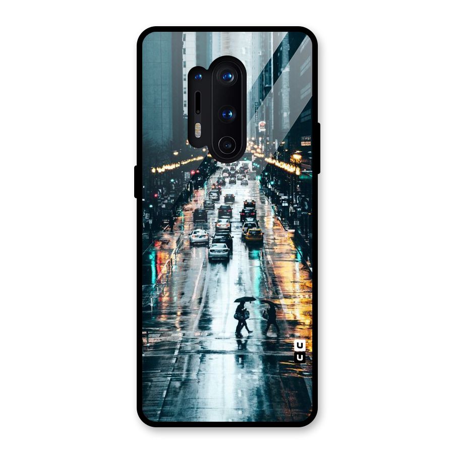 NY Streets Rainy Glass Back Case for OnePlus 8 Pro