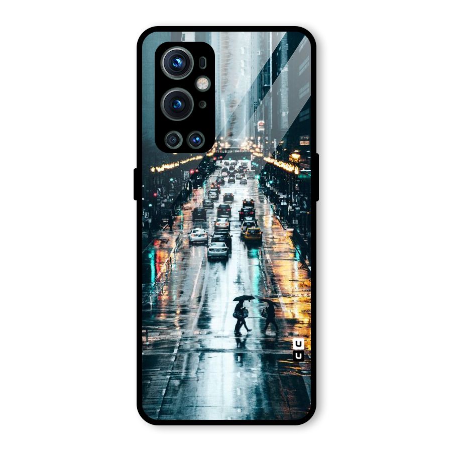 NY Streets Rainy Glass Back Case for OnePlus 9 Pro