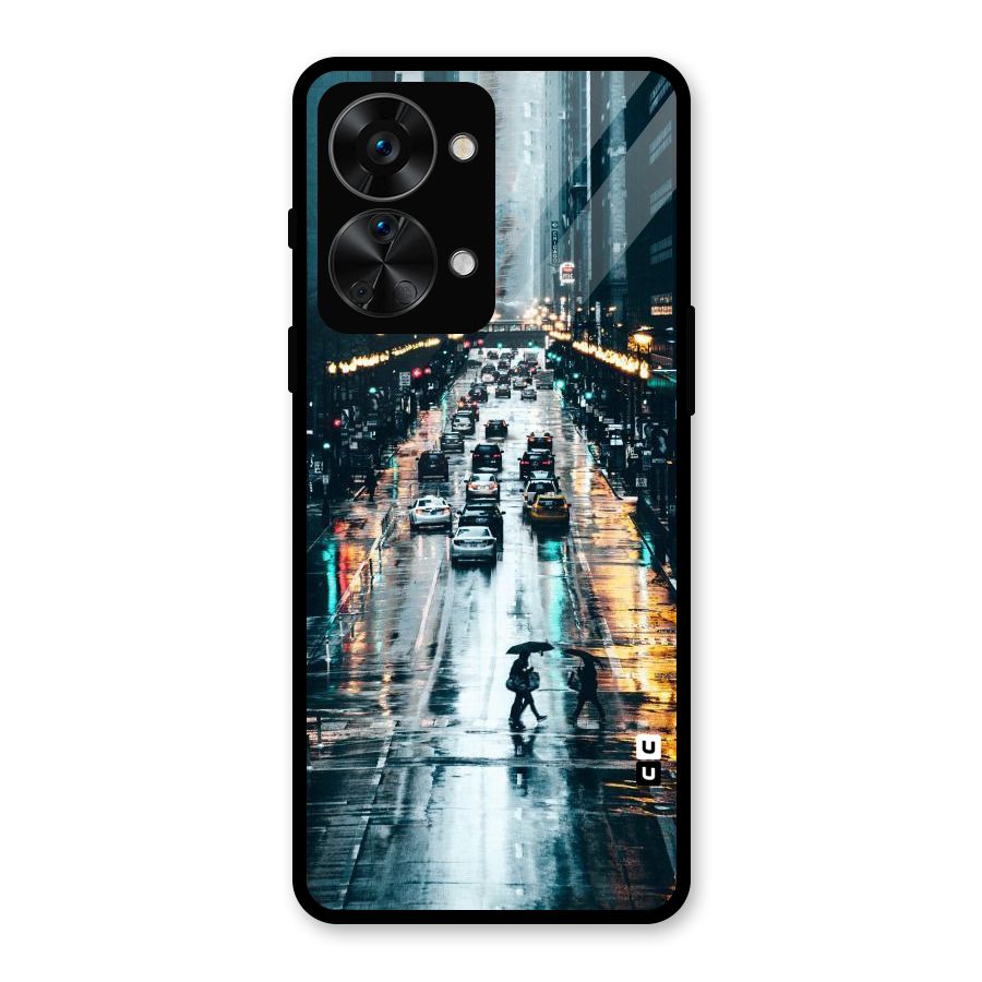 NY Streets Rainy Glass Back Case for OnePlus Nord 2T