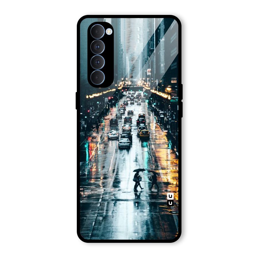 NY Streets Rainy Glass Back Case for Oppo Reno4 Pro