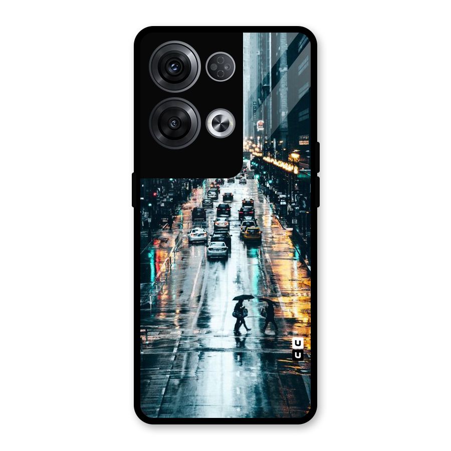 NY Streets Rainy Glass Back Case for Oppo Reno8 Pro 5G