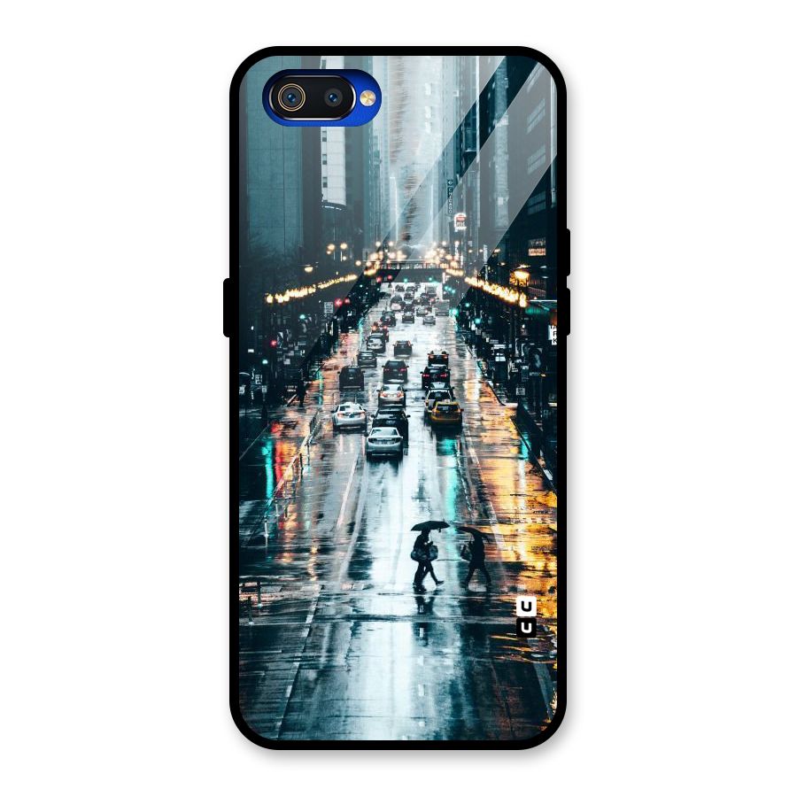 NY Streets Rainy Glass Back Case for Realme C2