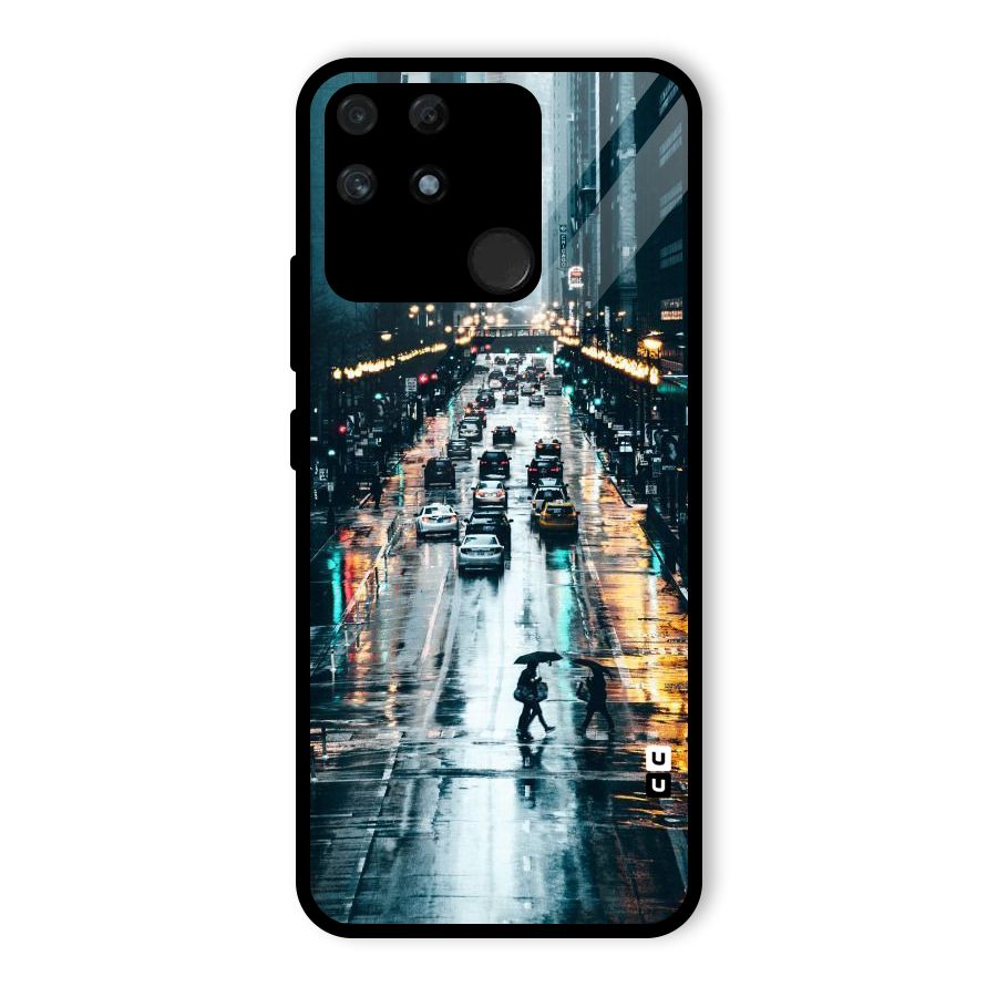 NY Streets Rainy Glass Back Case for Realme Narzo 50A