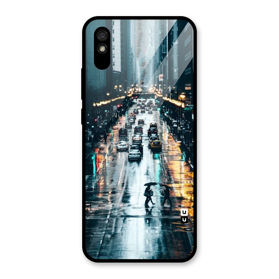 NY Streets Rainy Glass Back Case for Redmi 9A