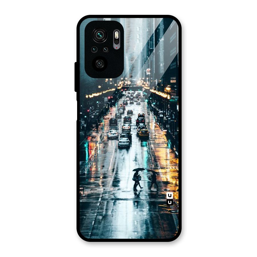 NY Streets Rainy Glass Back Case for Redmi Note 10S