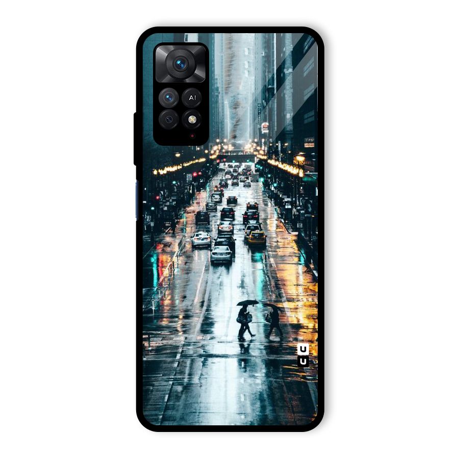 NY Streets Rainy Glass Back Case for Redmi Note 11 Pro