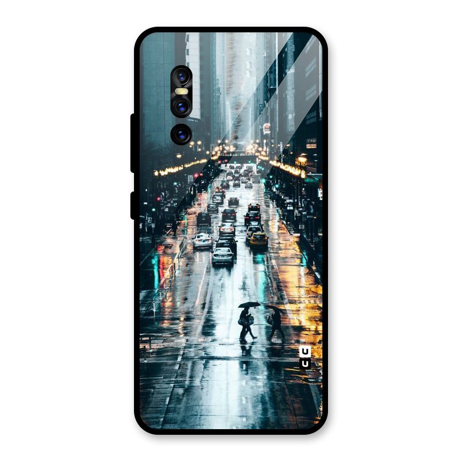 NY Streets Rainy Glass Back Case for Vivo V15 Pro