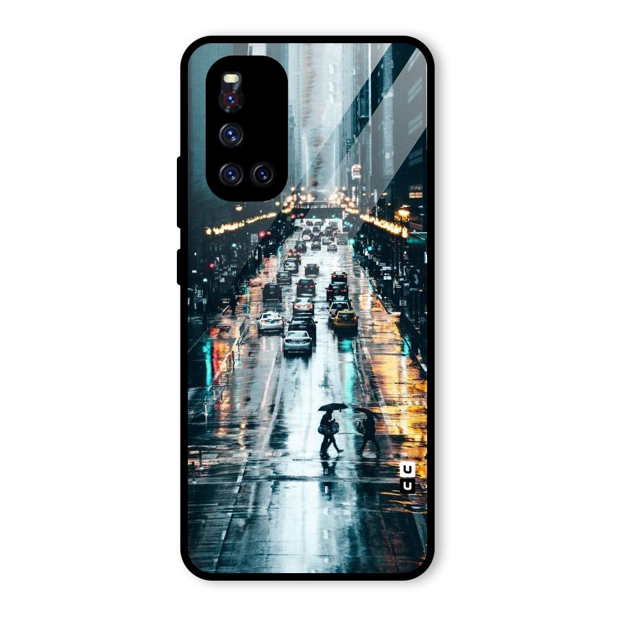 NY Streets Rainy Glass Back Case for Vivo V19