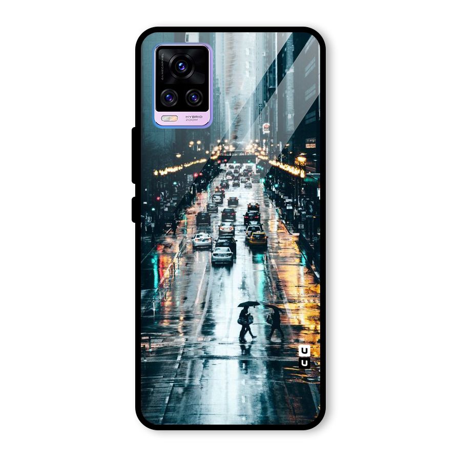 NY Streets Rainy Glass Back Case for Vivo V20 Pro