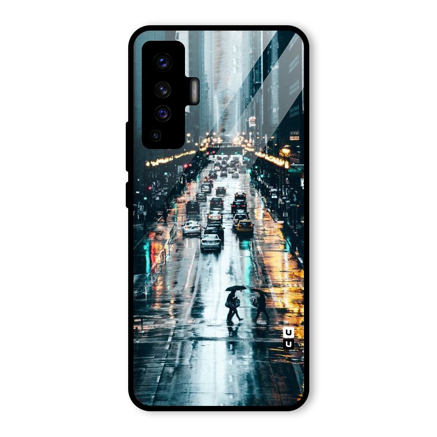 NY Streets Rainy Glass Back Case for Vivo X50