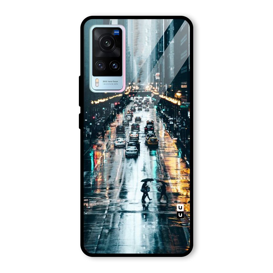 NY Streets Rainy Glass Back Case for Vivo X60
