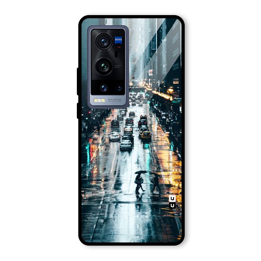 NY Streets Rainy Glass Back Case for Vivo X60 Pro Plus