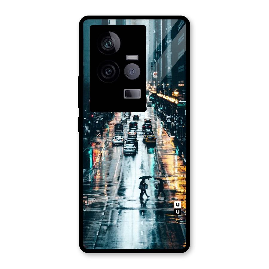 NY Streets Rainy Glass Back Case for Vivo iQOO 11 5G